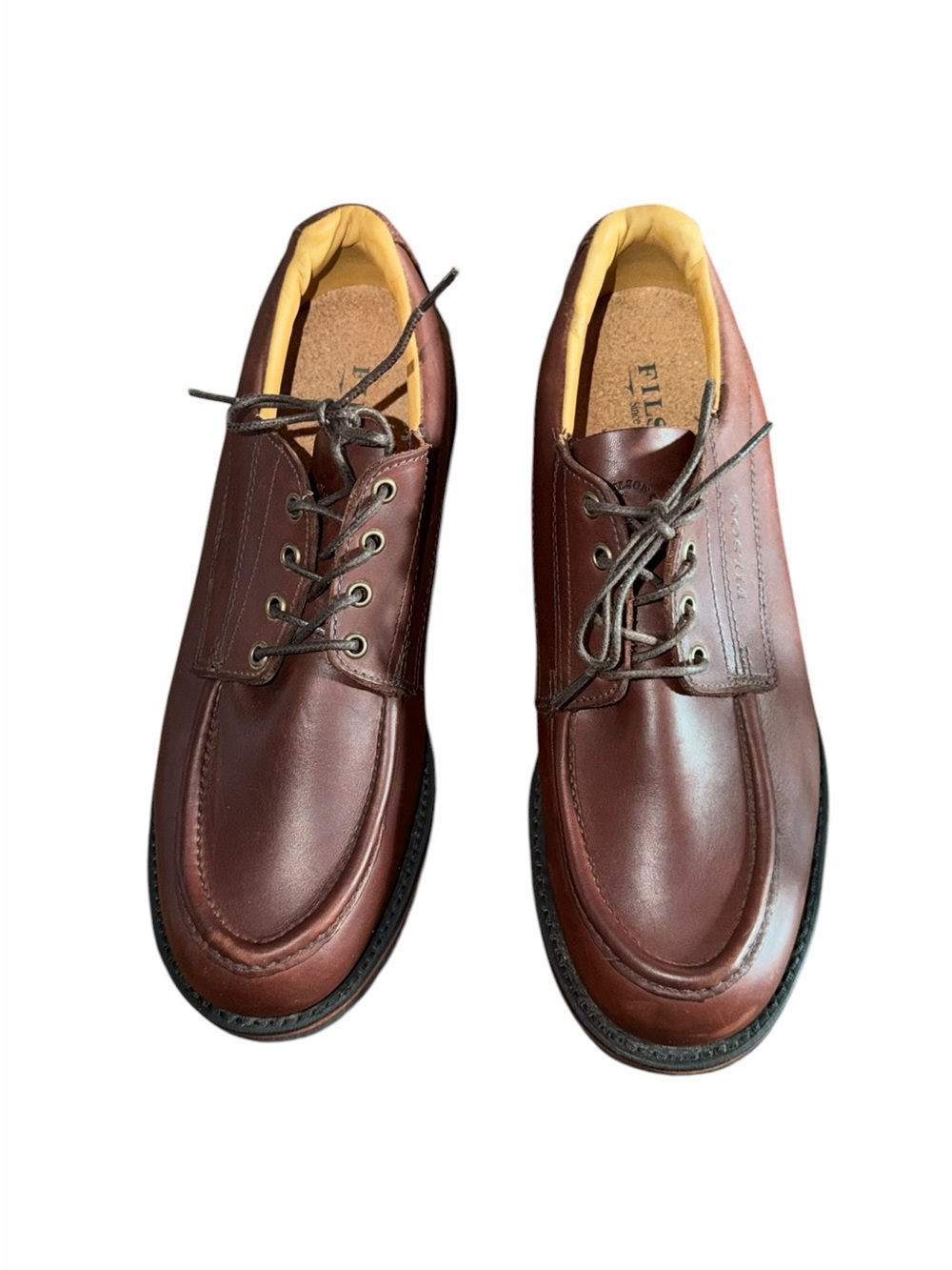 Filson Uplander Leather Oxford Shoes Brown Vibram Sole Moc Toe Men’s